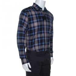 Givenchy Multicolor Star Print Checked Cotton Button Front Shirt XL