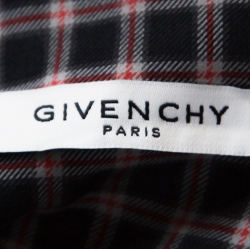 Pre Owned قميص جيفنشي أزرار أمامية مطرز نجوم قطن كاروهات أحمر وأسود L