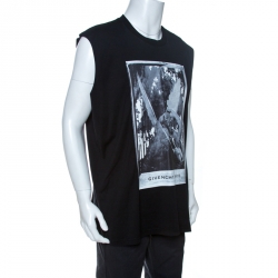 Givenchy Black Graphic Print Cotton Sleeveless T-Shirt M