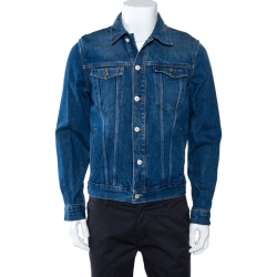 Givenchy Indigo Logo Print Denim Button Front Jacket M