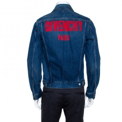 Givenchy Indigo Logo Print Denim Button Front Jacket M