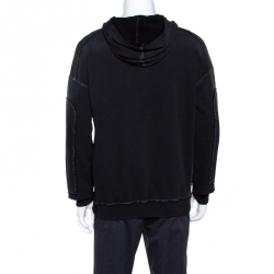 مملوكة مسبقًا سويت شيرت جيفنشي هودي قطن مطبوع نقشة شعار الماركة باهت أسود M