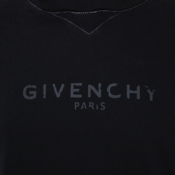 مملوكة مسبقًا سويت ش يرت جيفنشي هودي قطن مطبوع نقشة شعار الماركة باهت أسود M