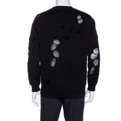 مملوكة مسبقًا Givenchy Black Logo Print Distressed Cotton Sweatshirt S