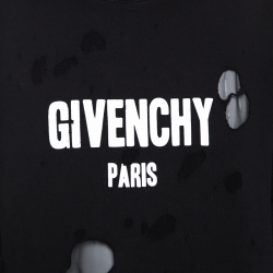 مملوكة مسبقًا Givenchy Black Logo Print Distressed Cotton Sweatshirt S