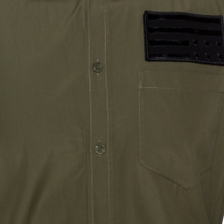 Pre Owned Givenchy Olive Green Cotton Applique Detail Slim Fit Shirt L 