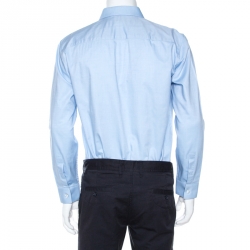 Pre Owned Givenchy Light Blue Cotton Applique Detail Button Down Shirt XL