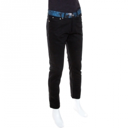Pre Owned Givenchy Black Denim Printed Waist Band Detail Jeans M