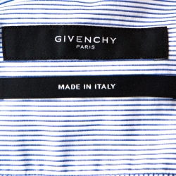 Pre Owned Givenchy White & Blue Striped Cotton Long Sleeve Shirt M