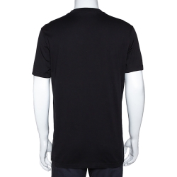 Pre Owned Givenchy Black Cotton Logo Embroidered Crew Neck T-Shirt XL