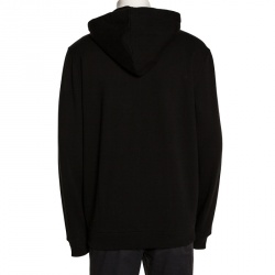 Pre Owned Givenchy Black Cotton Love Embroidered Zip Front Hoodie L