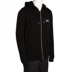 Pre Owned Givenchy Black Cotton Love Embroidered Zip Front Hoodie L