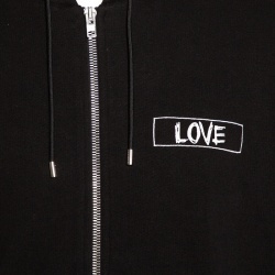 Pre Owned Givenchy Black Cotton Love Embroidered Zip Front Hoodie L
