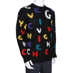 Givenchy Black Intarsia Knit Alphabet Sweater M