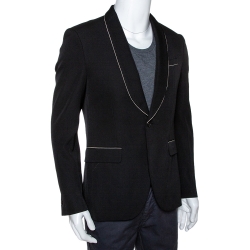 Pre Owned Givenchy Black Wool Contrast Chain Detail Blazer M