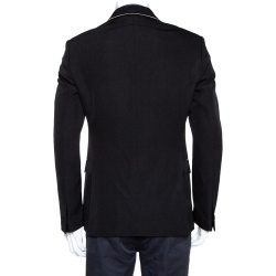 Pre Owned Givenchy Black Wool Contrast Chain Detail Blazer M