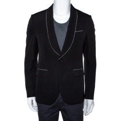 Pre Owned Givenchy Black Wool Contrast Chain Detail Blazer M