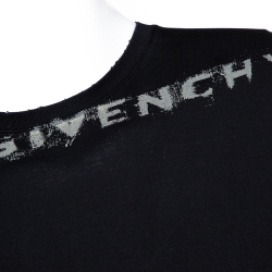 مملوكة مسبقًا Givenchy Black Logo Print Cotton Distressed Detail Sleeveless T-Shirt L