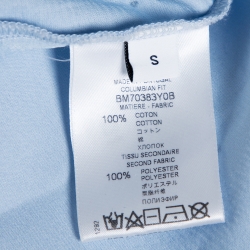 Pre Owned Givenchy Light Blue Logo Print Cotton Distressed Columbian Fit T-Shirt S