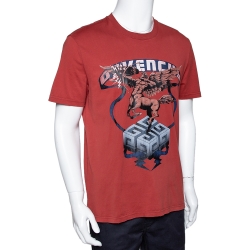 Pre Owned تي شيرت جيفنشي رقبة مستديرة طباعة قنطور قطن أحمر طوبي L