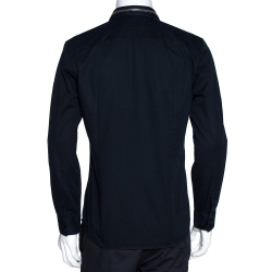 Pre Owned قميص جيفنشي أكمام طويلة تفاصيل ياقة سحاب قطن أسود M