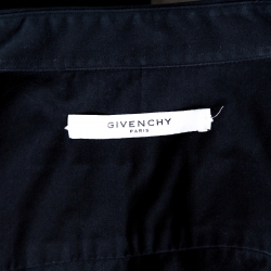 Pre Owned Givenchy Midnight Blue Cotton Velcro Appliqued Shirt M