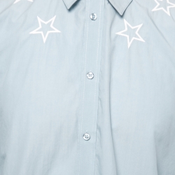 Givenchy Blue Cotton Star Embroidered Button Front Shirt XXL