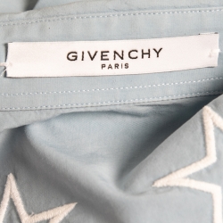 Givenchy Blue Cotton Star Embroidered Button Front Shirt XXL