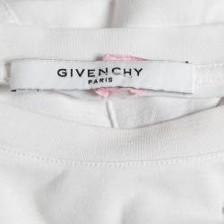 Pre Owned Givenchy White Distressed Cotton Logo Printed Short Sleeve T-Shirt M
