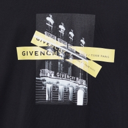 Pre Owned Givenchy Black Logo Printed Cotton Crewneck T-Shirt M
