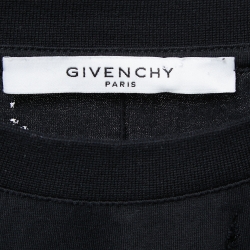 Pre Owned Givenchy Black Distressed Cotton Logo Print T-Shirt M