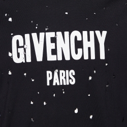 Givenchy Black Logo Print Cotton Oversized Distressed T-shirt L