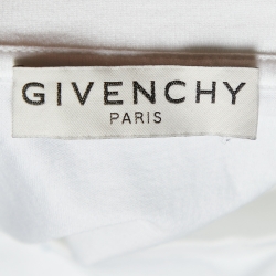 Pre Owned Givenchy White Tufted Logo Cotton Crew Neck T-Shirt M