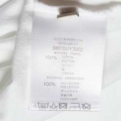 Pre Owned Givenchy White Tufted Logo Cotton Crew Neck T-Shirt M