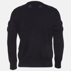 مملوكة مسبقًا Givenchy Navy Blue Stars Applique Cotton Crew Neck Sweatshirt M