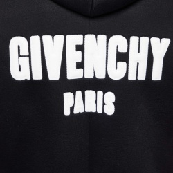 مملوكة مسبقًا Givenchy Black Leather & Knit Hooded Bomber Jacket S