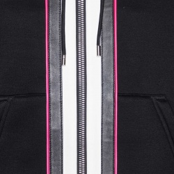 مملوكة مسبقًا Givenchy Black Leather & Knit Hooded Bomber Jacket S