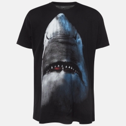 Pre Owned Givenchy Black Shark Print Cotton T-Shirt M