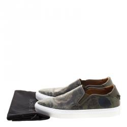 Givenchy Olive Green Printed Leather Street Skate Slip On Sneakers Size 41.5
