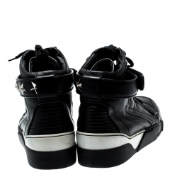Givenchy Black Leather Tyson Star Studded High Top Sneakers Size 43