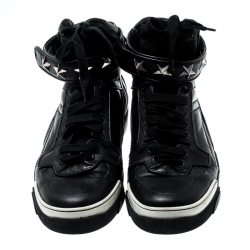 Givenchy Black Leather Tyson Star Studded High Top Sneakers Size 43