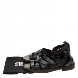 Givenchy Black Leather Crisscross Ankle Strap Sandals Size 43