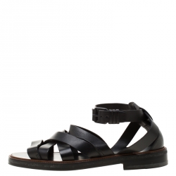 Givenchy Black Leather Crisscross Ankle Strap Sandals Size 43