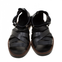 Givenchy Black Leather Crisscross Ankle Strap Sandals Size 43