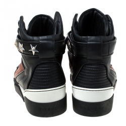 Givenchy Black/Brown Leather Tyson Star Studded High Top Sneakers Size 43
