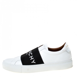 Givenchy White/Black Leather Urban Street Logo Slip On Sneakers Size 40