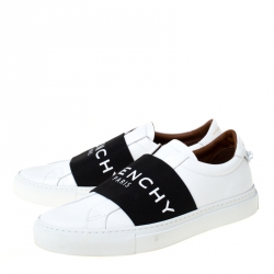 Givenchy White/Black Leather Urban Street Logo Slip On Sneakers Size 40
