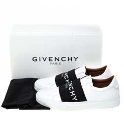 Givenchy White/Black Leather Urban Street Logo Slip On Sneakers Size 40