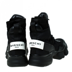 Pre Owned Givenchy Black Nylon and Leather Jaw High Top Sneakers Size 43