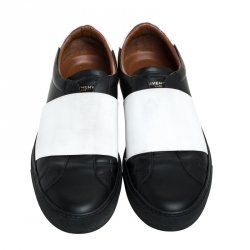 Givenchy White/Black Leather And Elastic Band Urban Street Slip On Sneakers Size 41